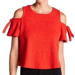 Madewell Skylark Cold Shoulder Short Sleeve Red Cropped Top Womens Medium